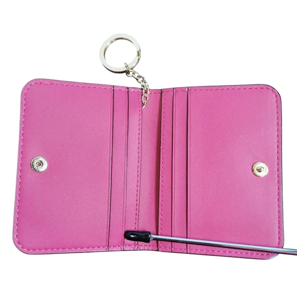 New!  Coach Pebble Leather Bifold Card Wallet in Bright Pink - Picture 3 of 3